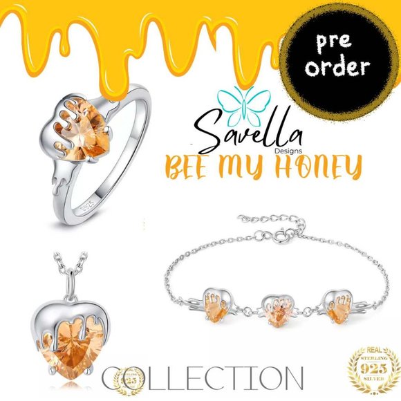 "BEE MY HONEY" SOLID STERLING 925 SILVER CITRINE PENDANT & CHAIN - Picture 6 of 6